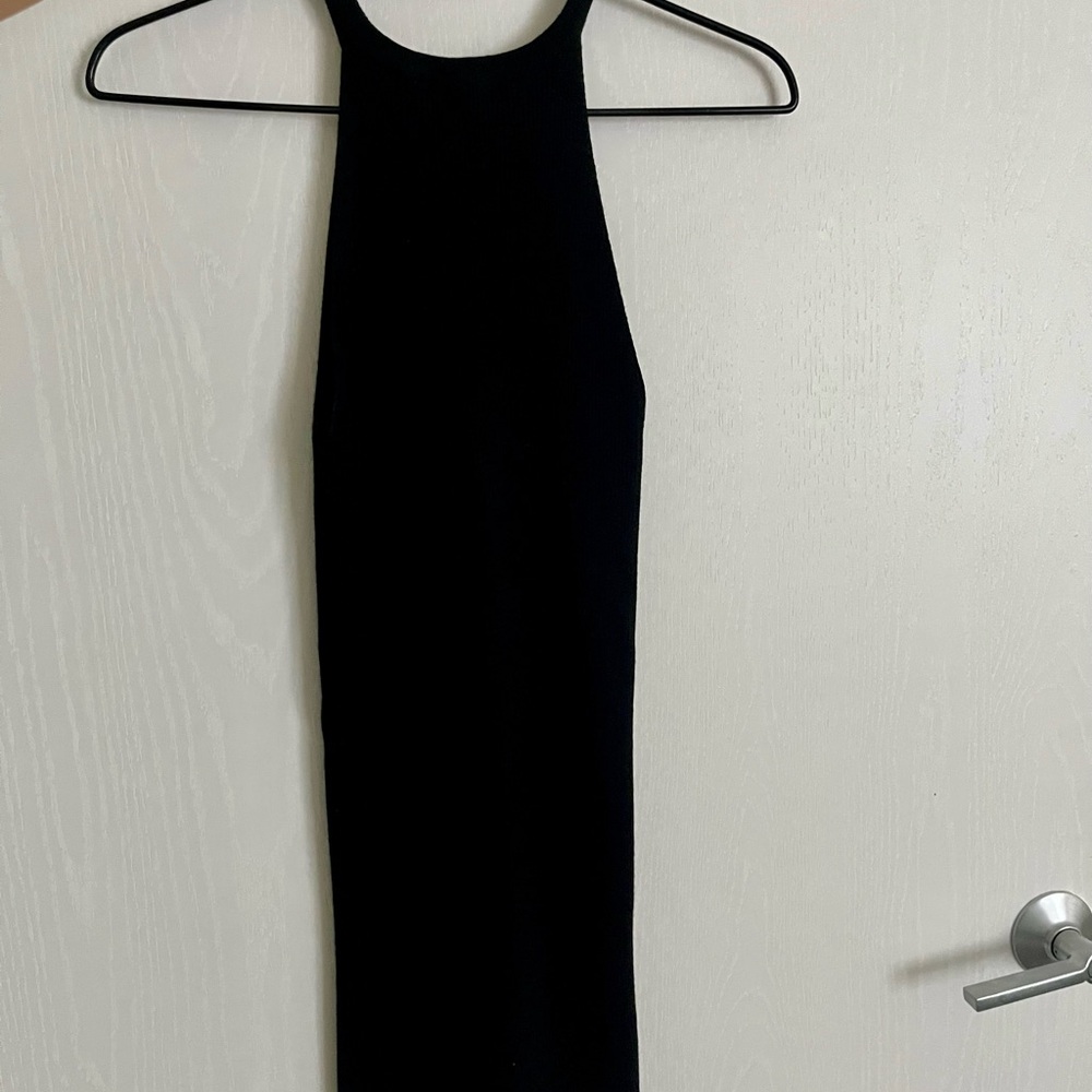 Stradivarius Black Halter Sheath Cocktail Dress